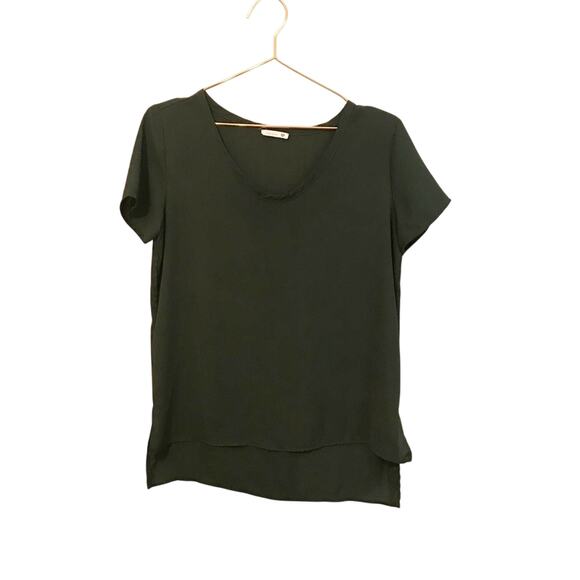 Soprano scoop neck dark green caree blouse size small - Picture 1 of 6